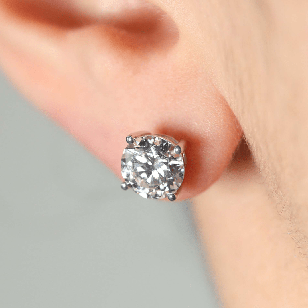 WHITE GOLD ROUND STUDS 3.0CT - ARETES - Malandra Jewelry - BM500.24