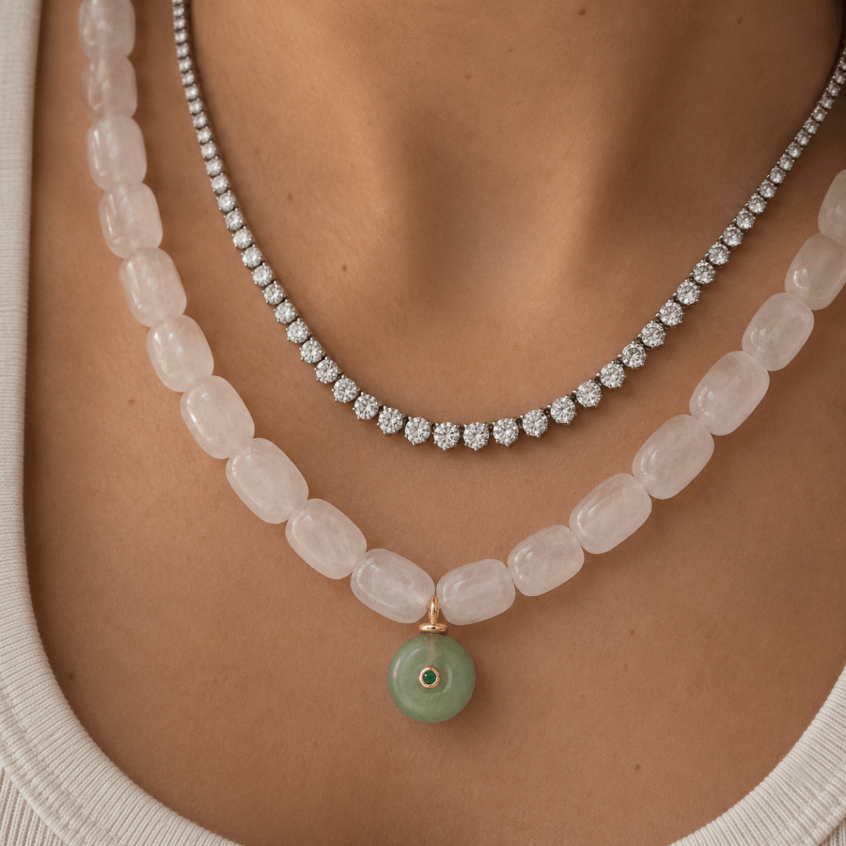 WHITE OPAL GAIA NECKLACE - COLLARES - Malandra Jewelry - TC2437