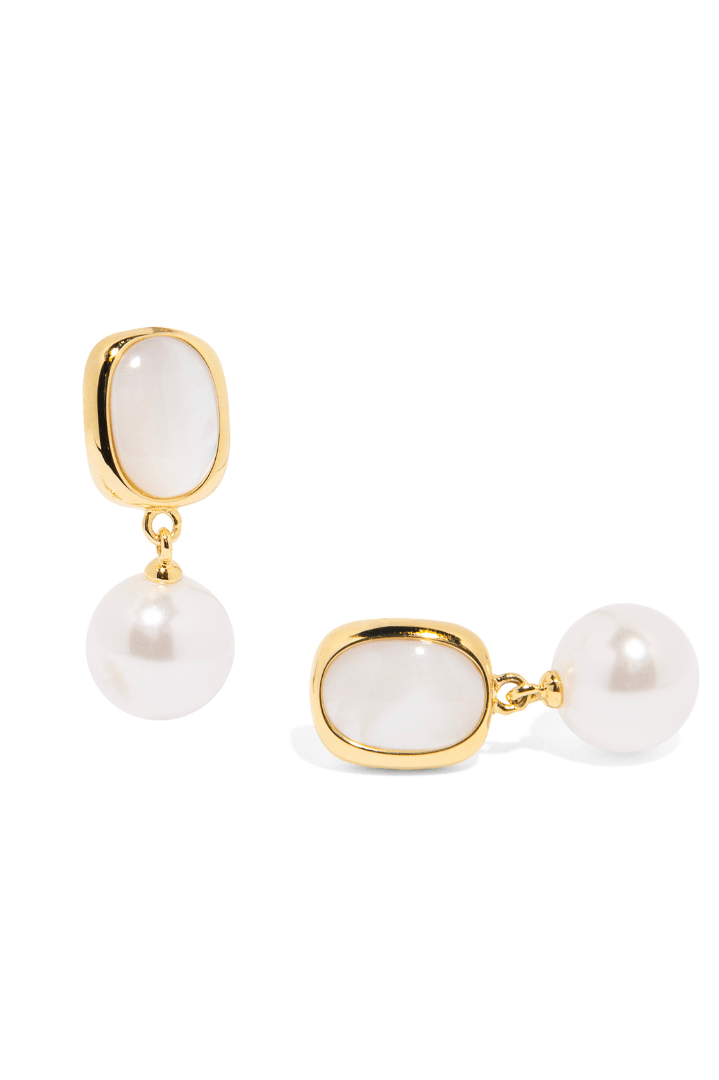 WHITE TOP PEARL EARRINGS - ARETES - Malandra Jewelry - ZWA25 - QX02970BY