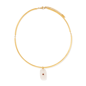 White Xiu Jade Gaia Choker - COLLARES - Malandra Jewelry - TC2601