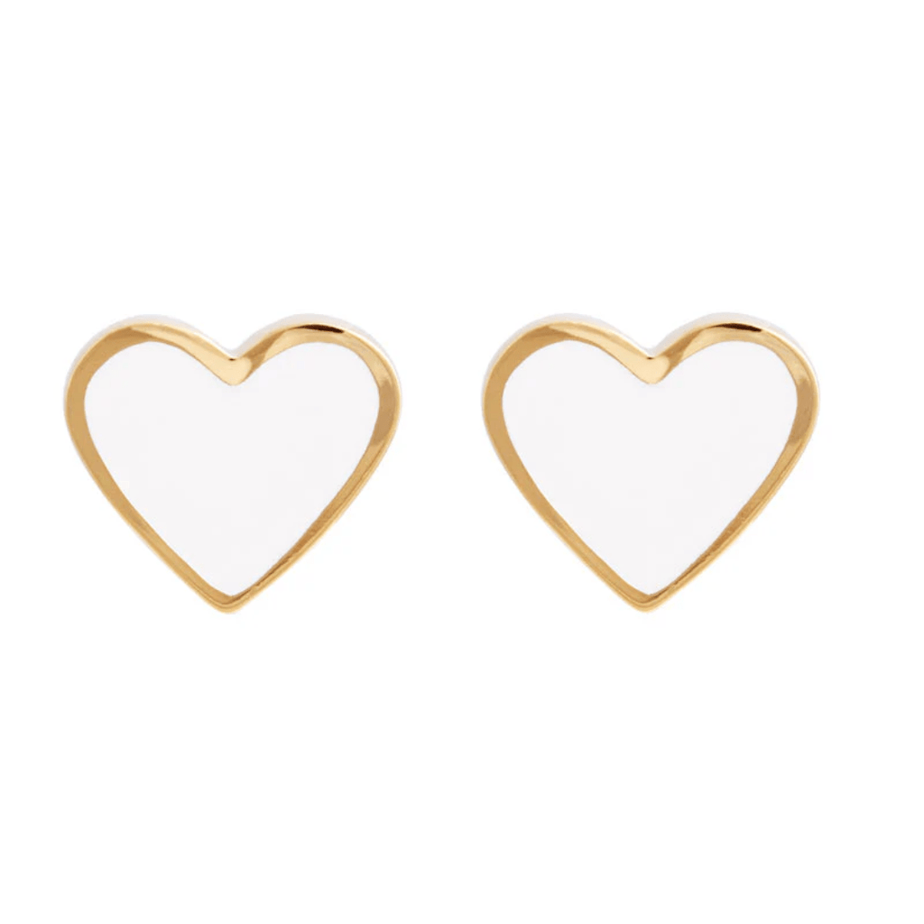 XL HEART STUDS WHITE - ARETES - Malandra Jewelry - CAA11