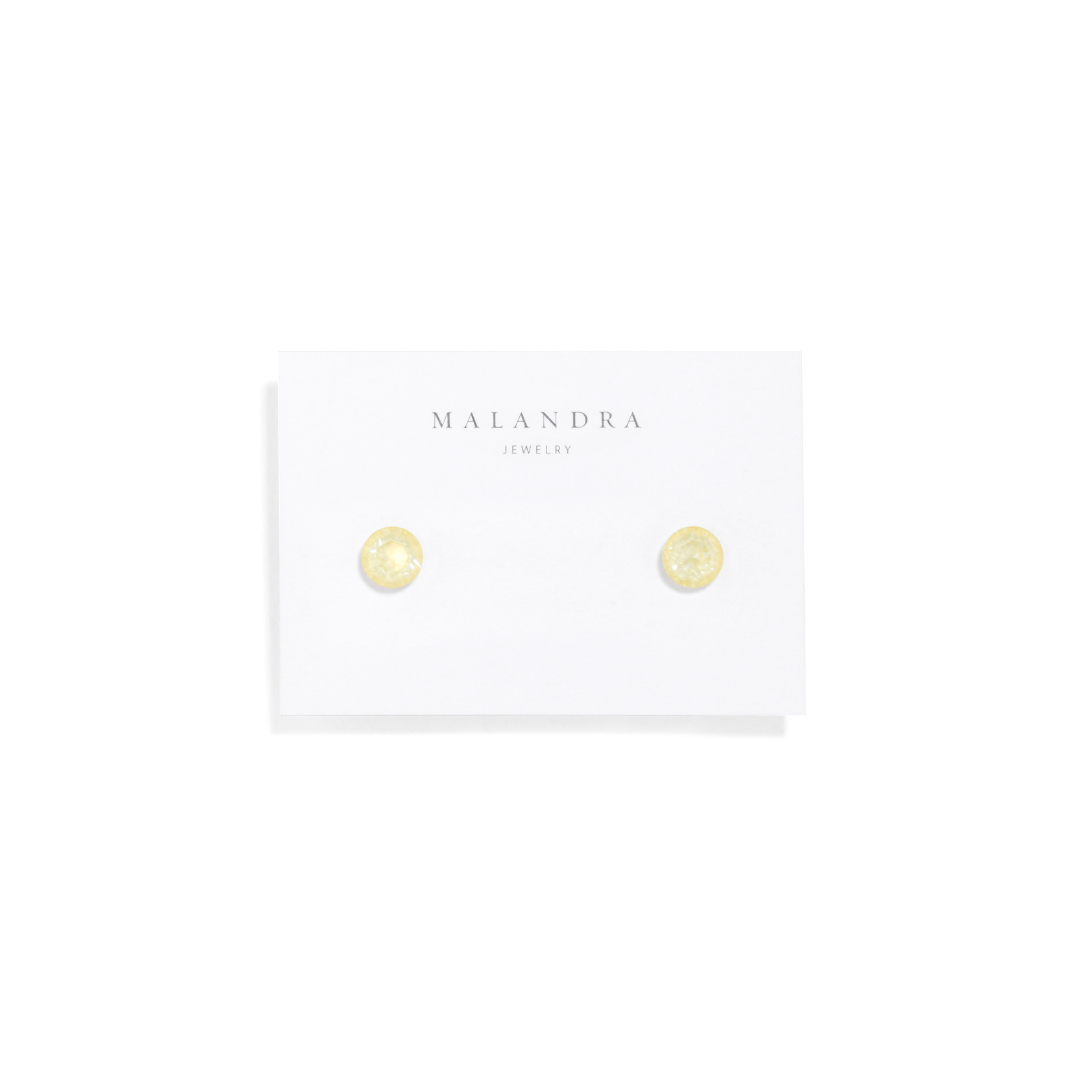 YELLOW GLOW GEM STUDS - ARETES - Malandra Jewelry - ZWA62.A - QX05221Y