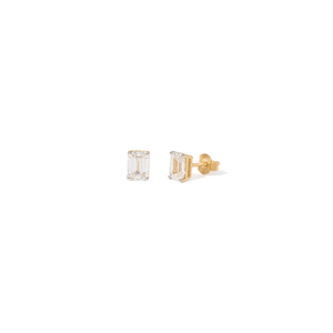 YELLOW GOLD EMERALD CUT STUDS 2CT - ARETES - Malandra Jewelry - BM500.9