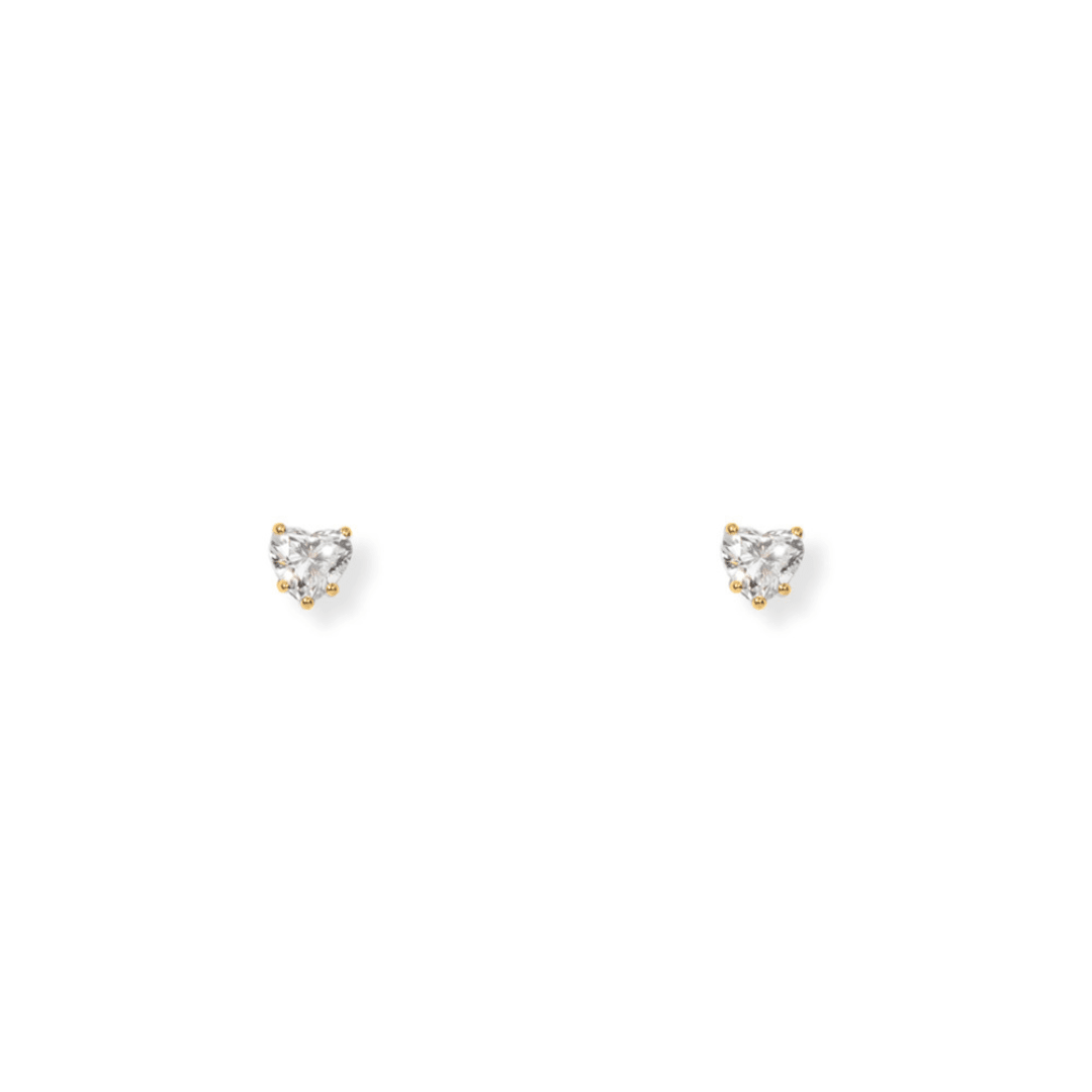 YELLOW GOLD HEART STUDS 0.5CT - ARETES - Malandra Jewelry - BM500.12