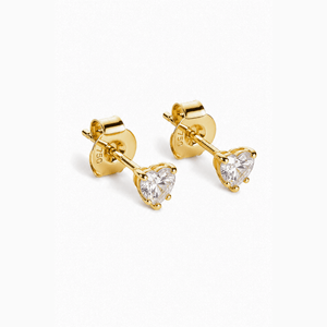 YELLOW GOLD HEART STUDS 0.5CT - ARETES - Malandra Jewelry - BM500.12