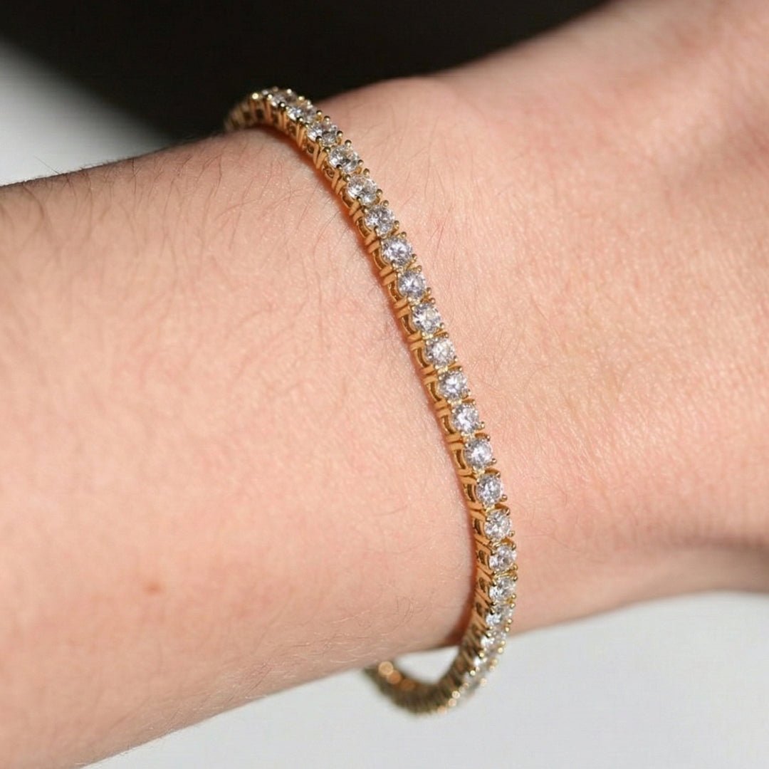 YELLOW GOLD TENNIS BRACELET 5CT - PULSERAS - Malandra Jewelry - BM500.6