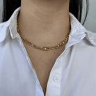 ZIRCONIA LINK GOLD NECKLACE - COLLARES - Malandra Jewelry - EUWC406-JDN0311149-WT