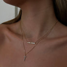 BAGUETE BAR GOLD & DIAMOND NECKLACE - COLLARES - Malandra Jewelry - SNC3