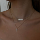 BAGUETE BAR GOLD & DIAMOND NECKLACE - COLLARES - Malandra Jewelry - SNC3