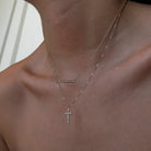 BAGUETE BAR GOLD & DIAMOND NECKLACE - COLLARES - Malandra Jewelry - SNC3