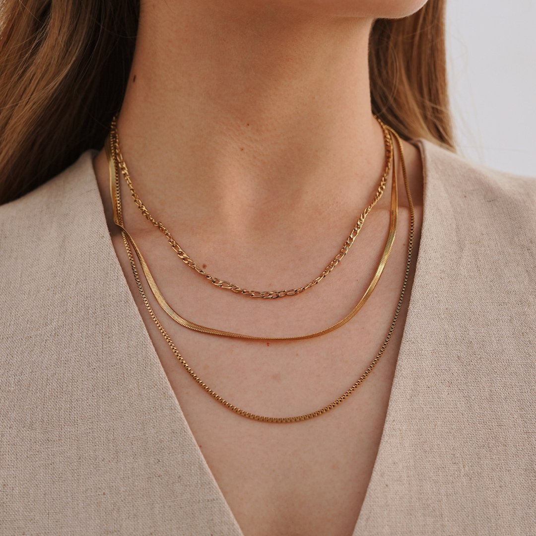 CLASSIQUE TRIPLE GOLDEN NECKLACE - COLLARES - Malandra Jewelry - AC1173