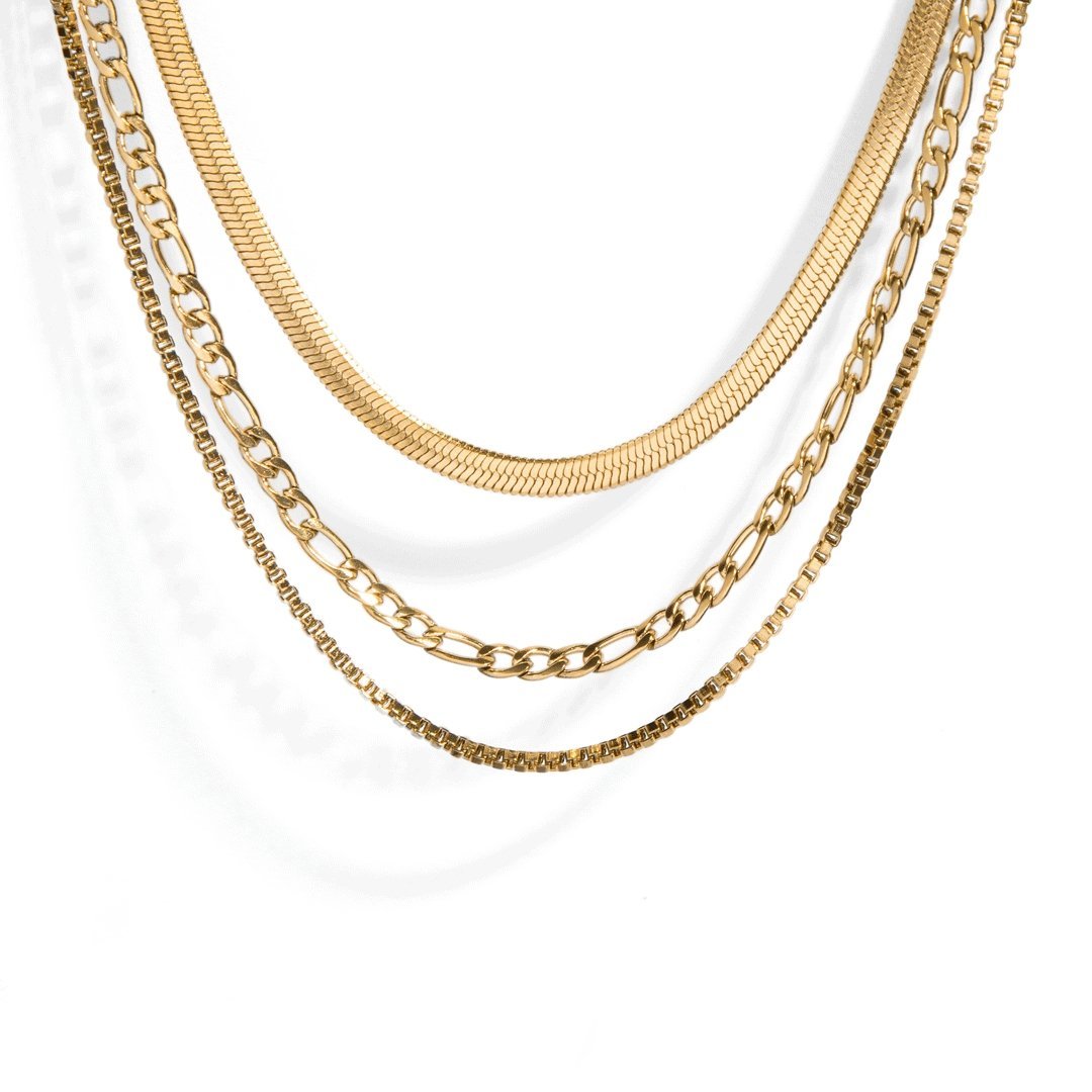 CLASSIQUE TRIPLE GOLDEN NECKLACE - COLLARES - Malandra Jewelry - AC1173