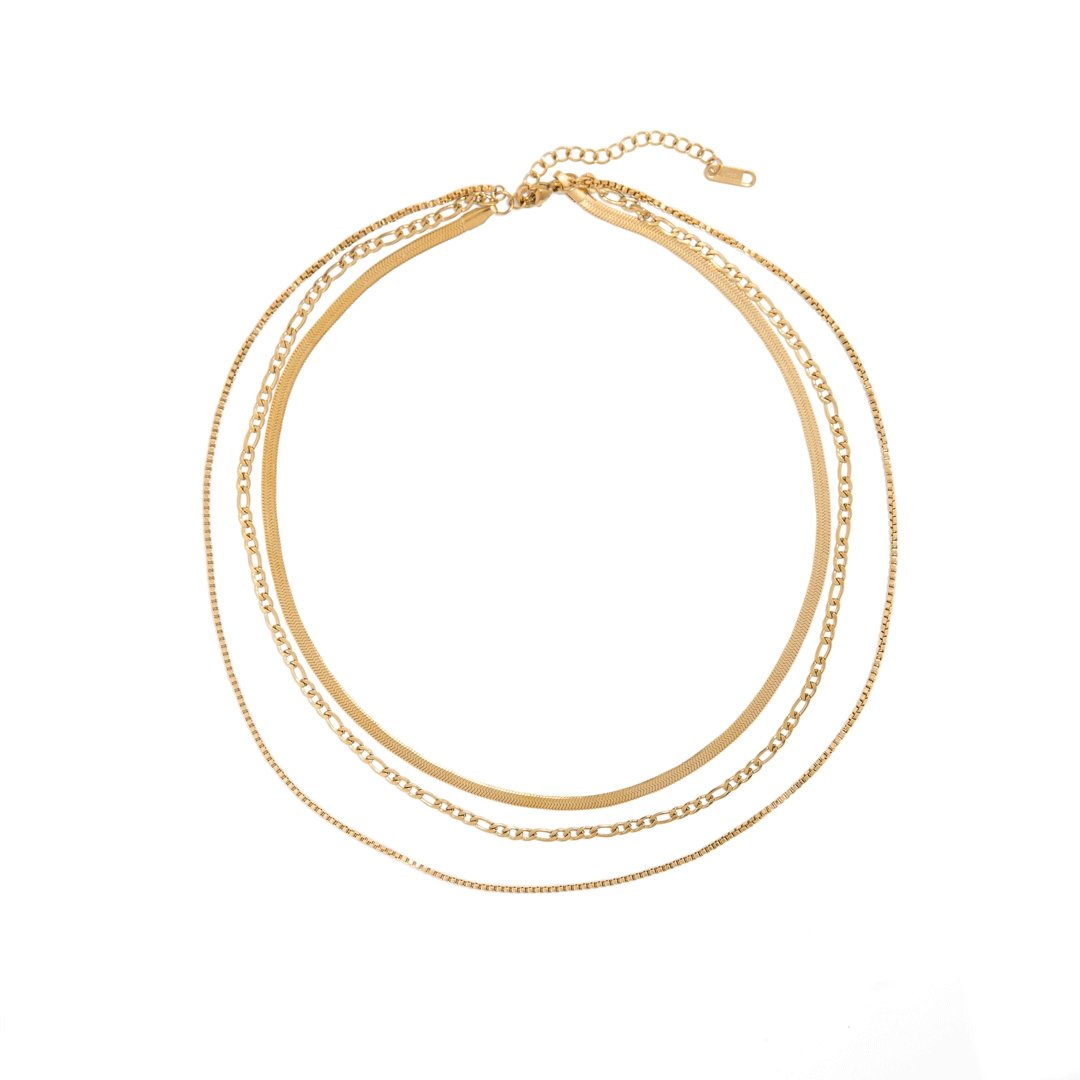 CLASSIQUE TRIPLE GOLDEN NECKLACE - COLLARES - Malandra Jewelry - AC1173