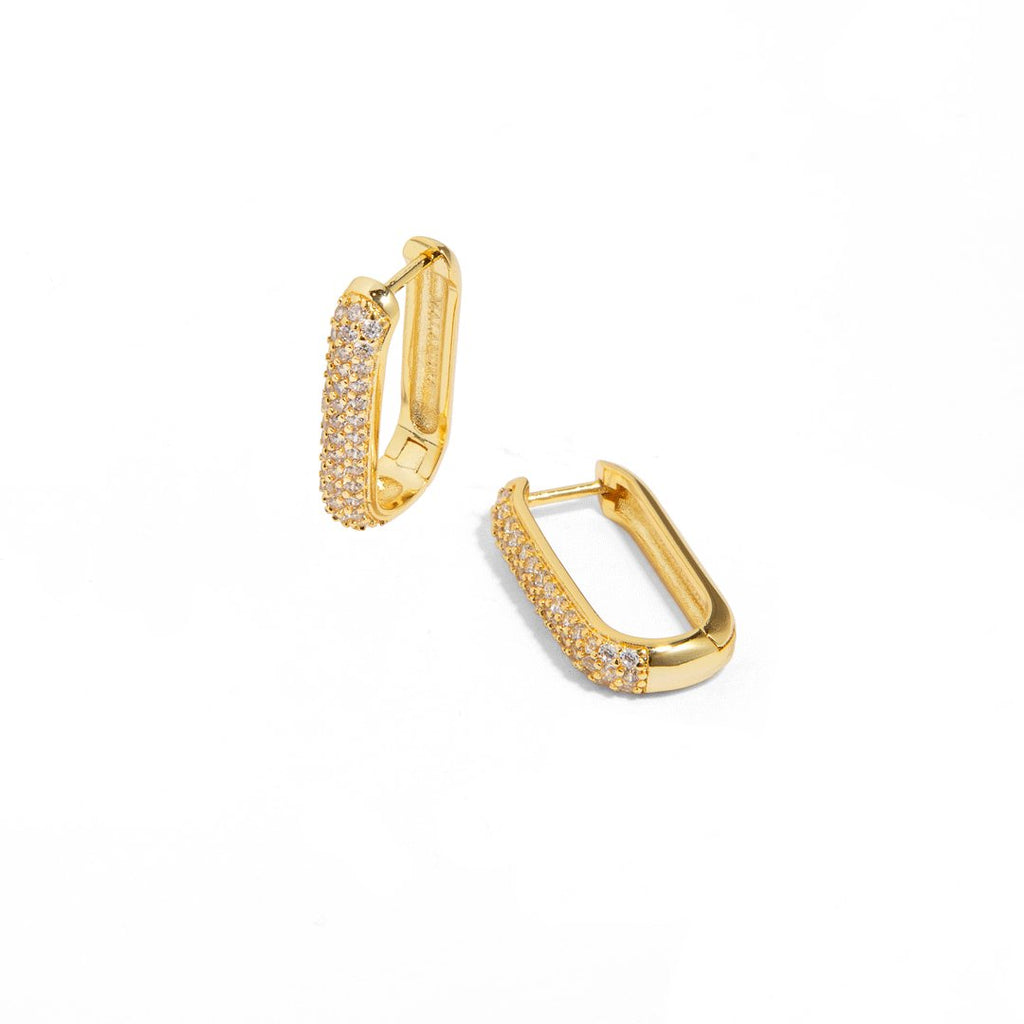 CLIP LINK PAVE EARRINGS - ARETES - Malandra Jewelry - ICA439