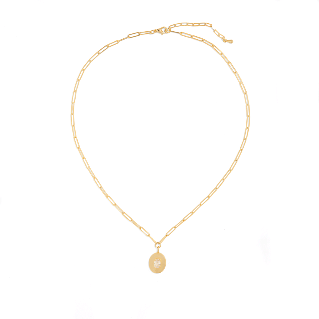 CRYSTAL PENDANT GOLDEN NECKLACE - COLLARES - Malandra Jewelry - XMC56 - 94480N