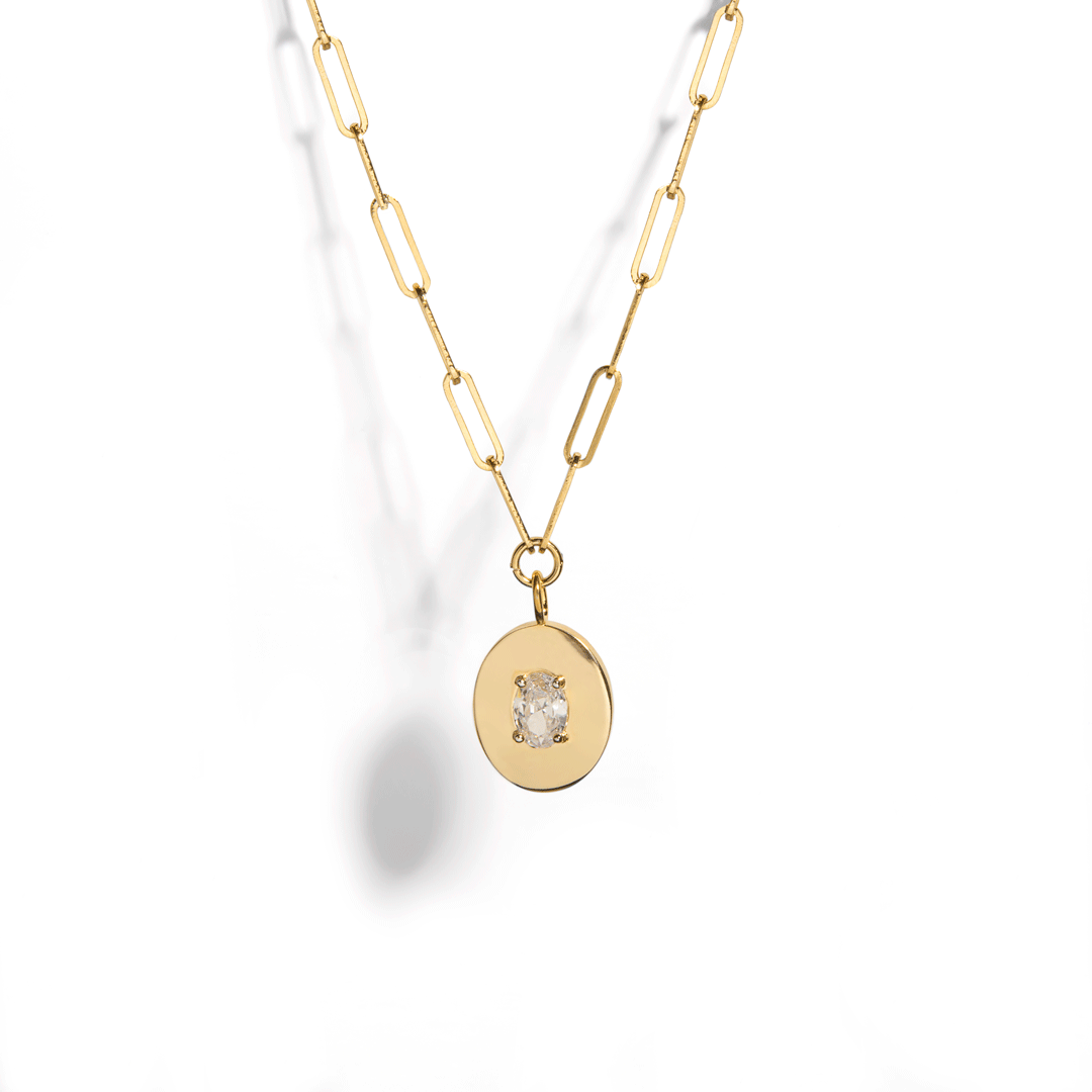 CRYSTAL PENDANT GOLDEN NECKLACE - COLLARES - Malandra Jewelry - XMC56 - 94480N