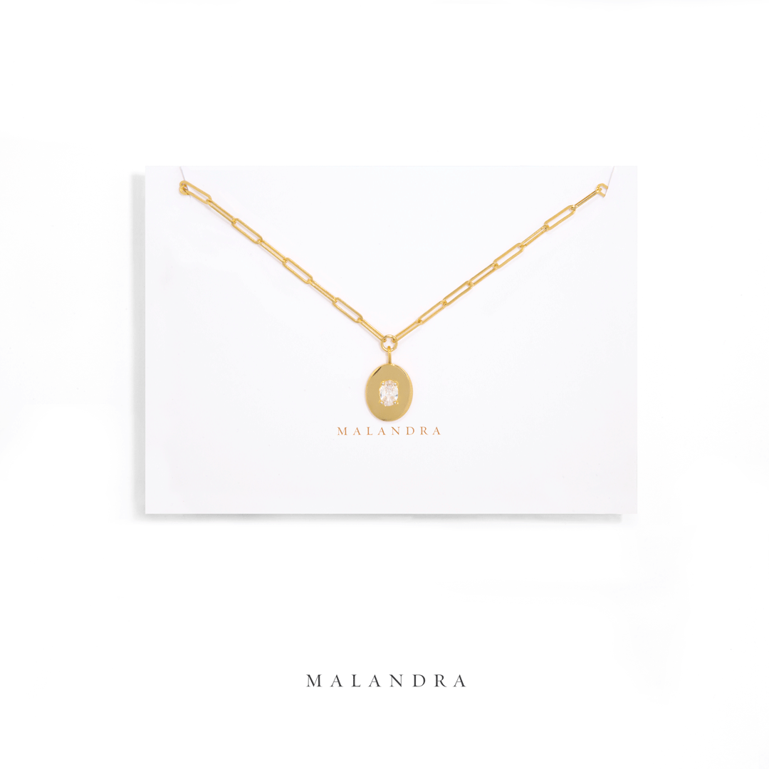 CRYSTAL PENDANT GOLDEN NECKLACE - COLLARES - Malandra Jewelry - XMC56 - 94480N