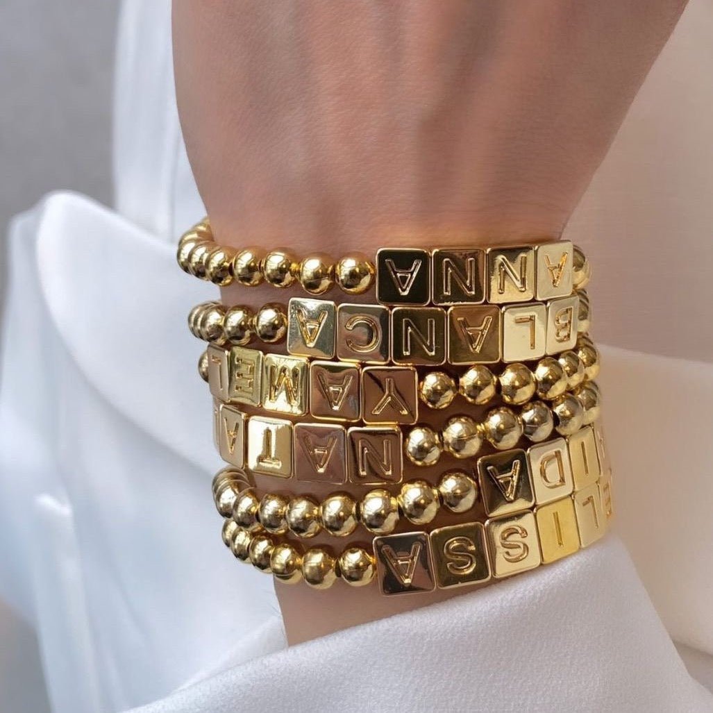 CUSTOM BLOCK NAME BRACELET - PULSERAS PERSONALIZADAS - Malandra Jewelry - TP719.1