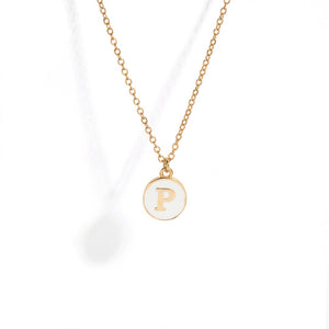 ENAMEL WHITE LETTER NECKLACE - COLLARES - Malandra Jewelry - TC1013.A