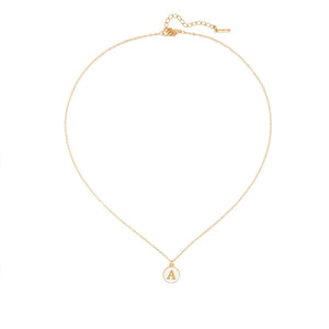 ENAMEL WHITE LETTER NECKLACE - COLLARES - Malandra Jewelry - TC1013.A