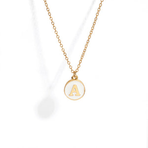 ENAMEL WHITE LETTER NECKLACE - COLLARES - Malandra Jewelry - TC1013.A