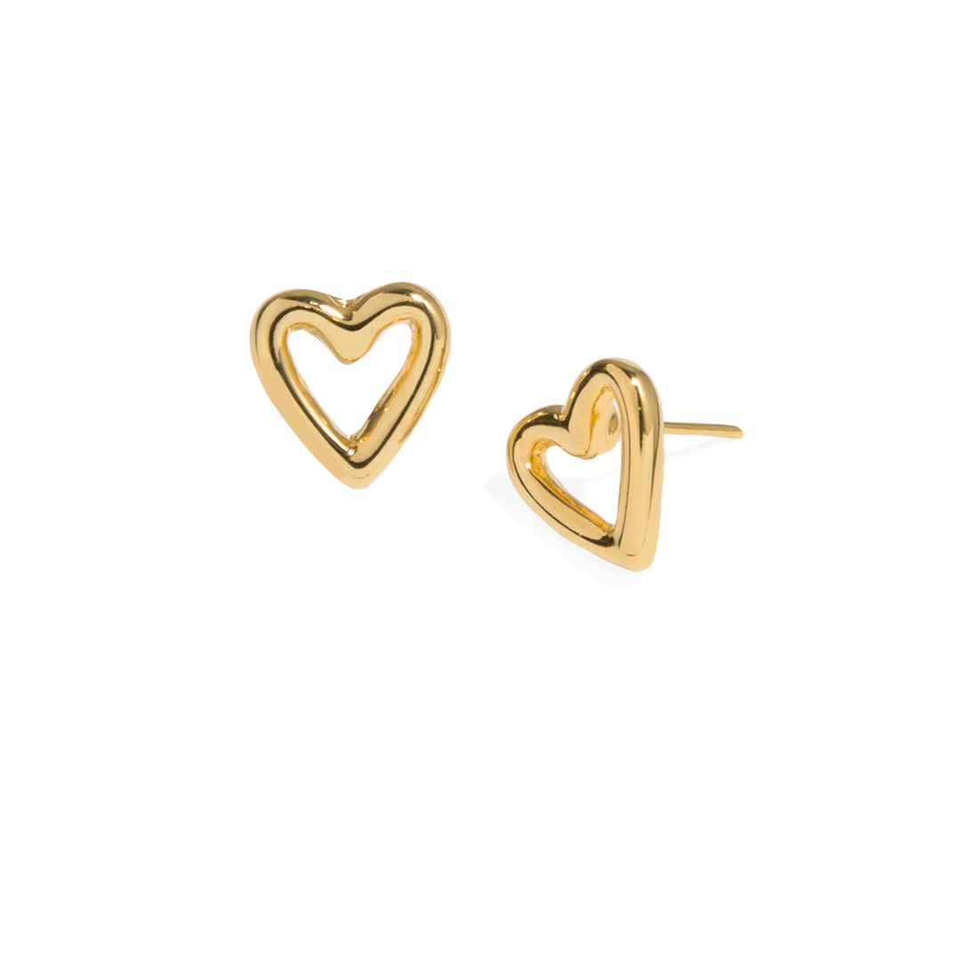 ESSENTIAL OUTLINE HEART STUDS - ARETES - Malandra Jewelry - VCA171