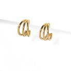 ESSENTIAL SMALL GOLDEN TRIPLE HOOPS - ARETES - Malandra Jewelry