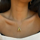 GOLDEN BALLOON LETTER NECKLACE - COLLARES - Malandra Jewelry - EAEC5.A-N3701309N-001