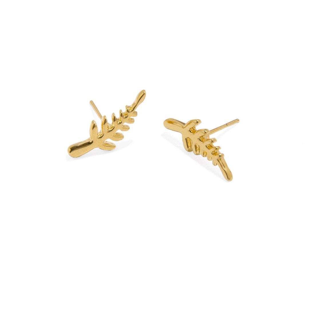 GOLDEN BRANCH STUDS - ARETES - Malandra Jewelry - VCA29