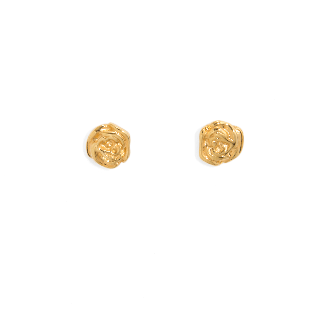 GOLDEN ROSE STUD EARRINGS - ARETES - Malandra Jewelry - VCA174 - 3911