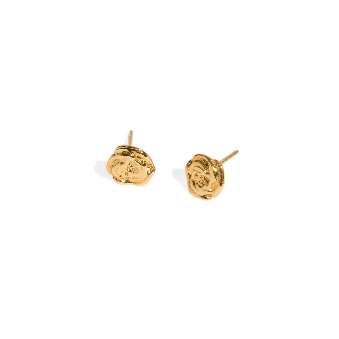 GOLDEN ROSE STUD EARRINGS - ARETES - Malandra Jewelry - VCA174 - 3911