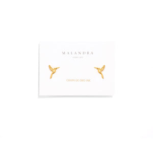 HUMMINGBIRD GOLDEN STUDS - ARETES - Malandra Jewelry - VCA192