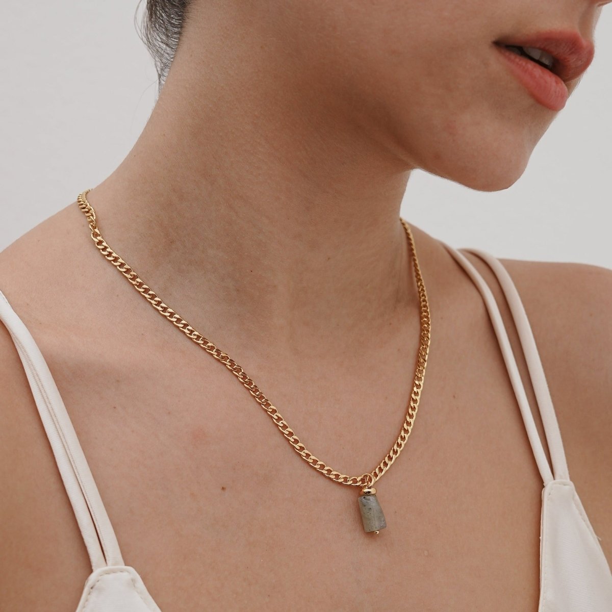 LABRADORITE AURA NECKLACE - COLLARES - Malandra Jewelry - TC1182