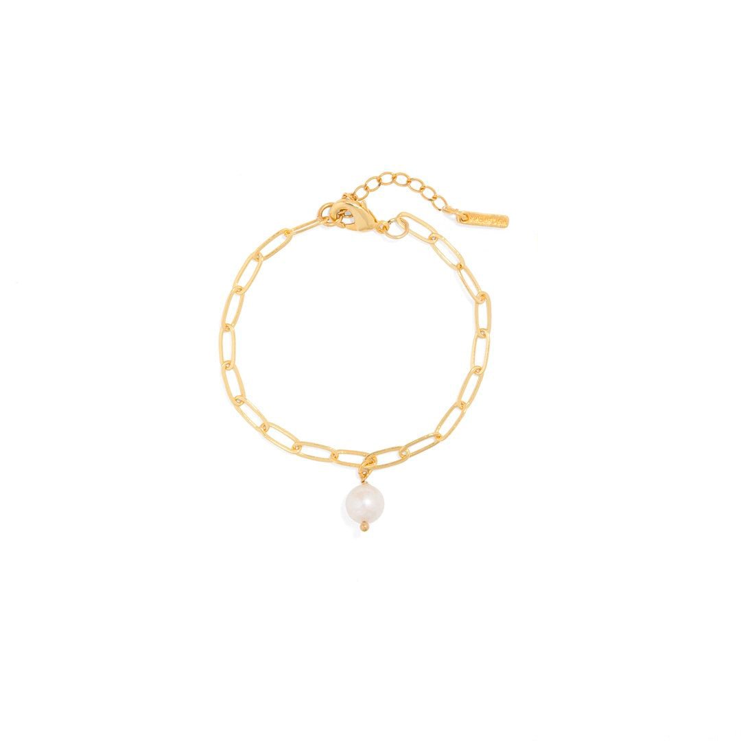 LINK CHAIN PEARL BRACELET - BRAZALETES - Malandra Jewelry - TP1219