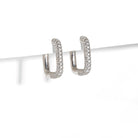 LINK PAVE SILVER HUGGIES - ARETES - Malandra Jewelry - EA6086.P
