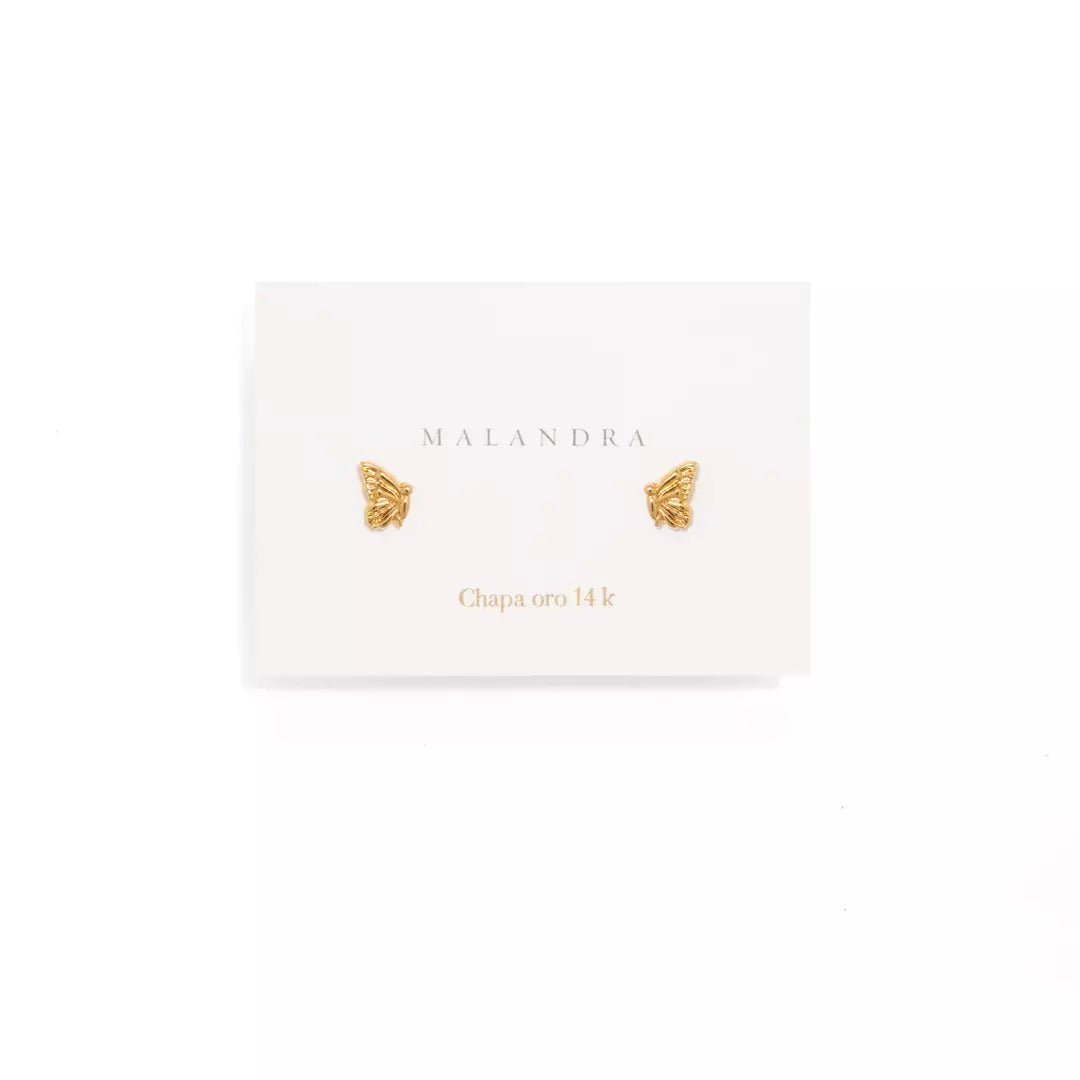 MID BUTTERFLY STUDS - ARETES - Malandra Jewelry - VCA184