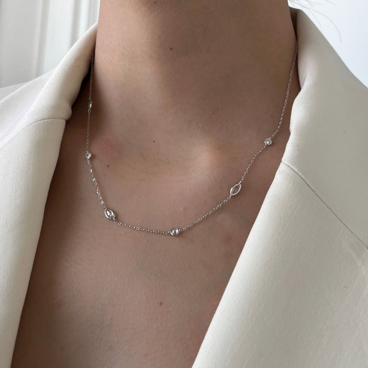MILANO SPARK SILVER NECKLACE - COLLARES - Malandra Jewelry - EAWC26.P-AAE029-3