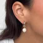 ROUND PEARL SILVER HOOPS - ARETES - Malandra Jewelry - TA1482