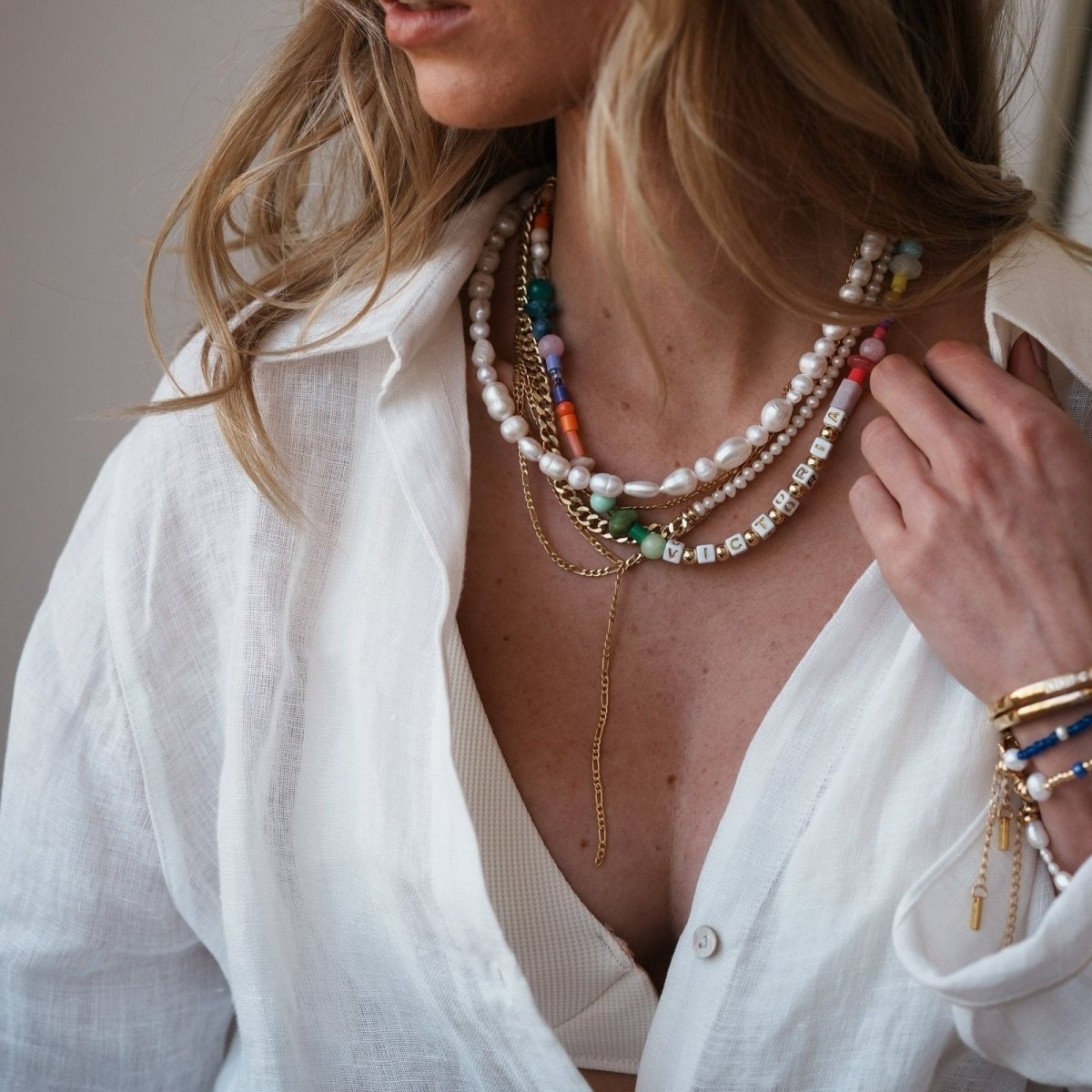 SAMPLE - CHILL AVANT WHITE CUSTOM NECKLACE - SAMPLE - Malandra Jewelry - TC895