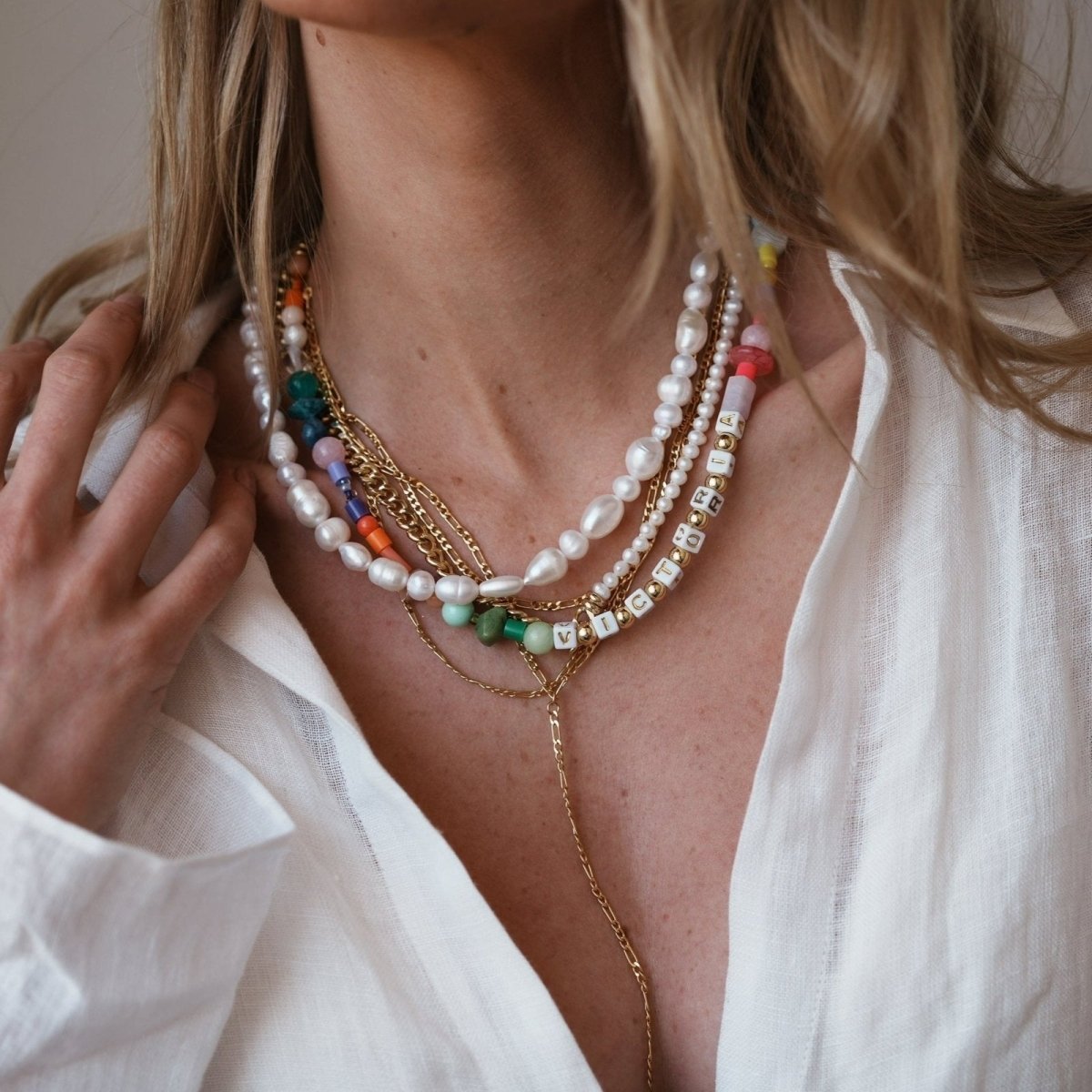 SAMPLE - CHILL AVANT WHITE CUSTOM NECKLACE - SAMPLE - Malandra Jewelry - TC895