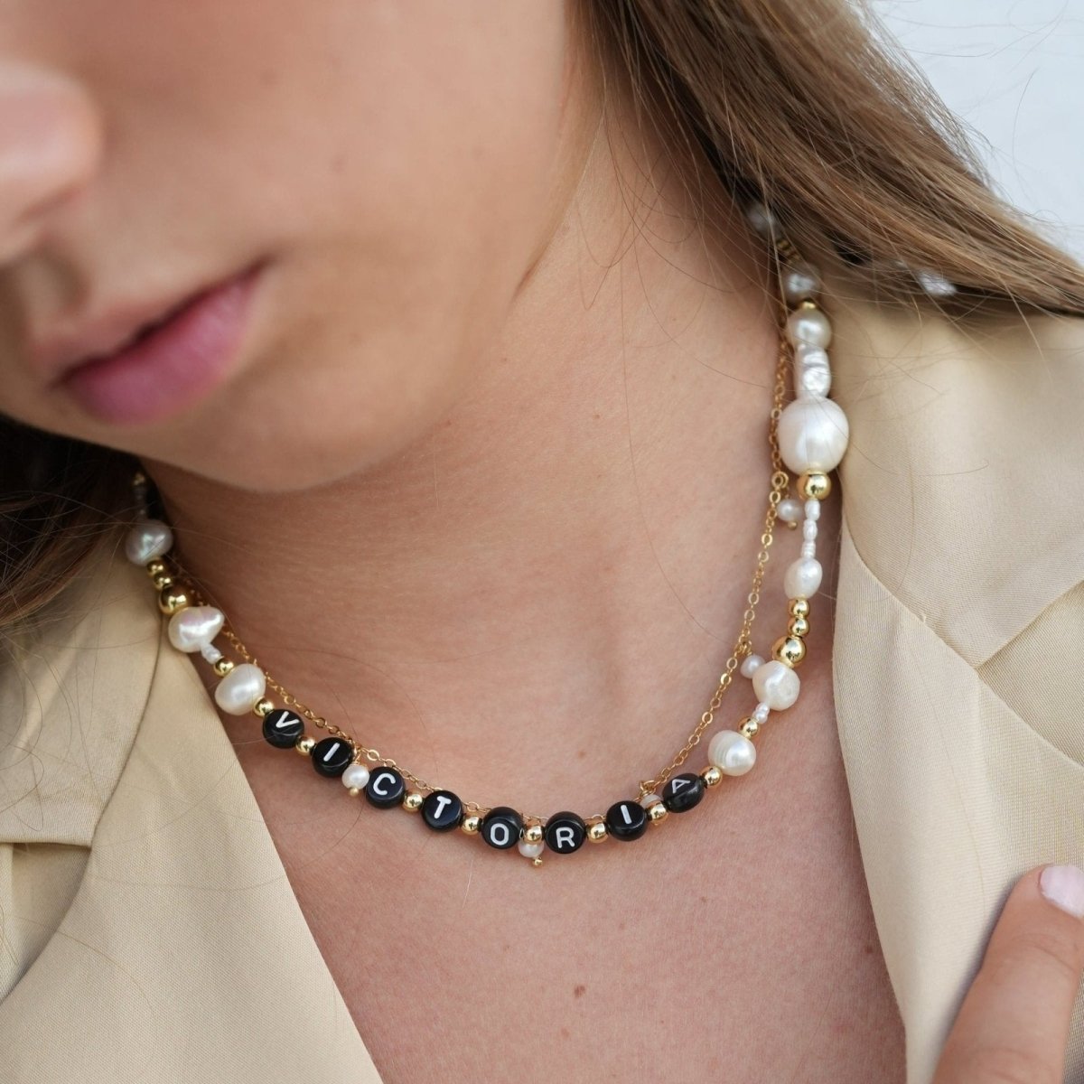 SAMPLE - NUBE PEARL BLACK CUSTOM NECKLACE - SAMPLE - Malandra Jewelry - TC974