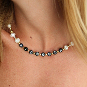 SAMPLE - NUBE PEARL BLACK CUSTOM NECKLACE - SAMPLE - Malandra Jewelry - TC974