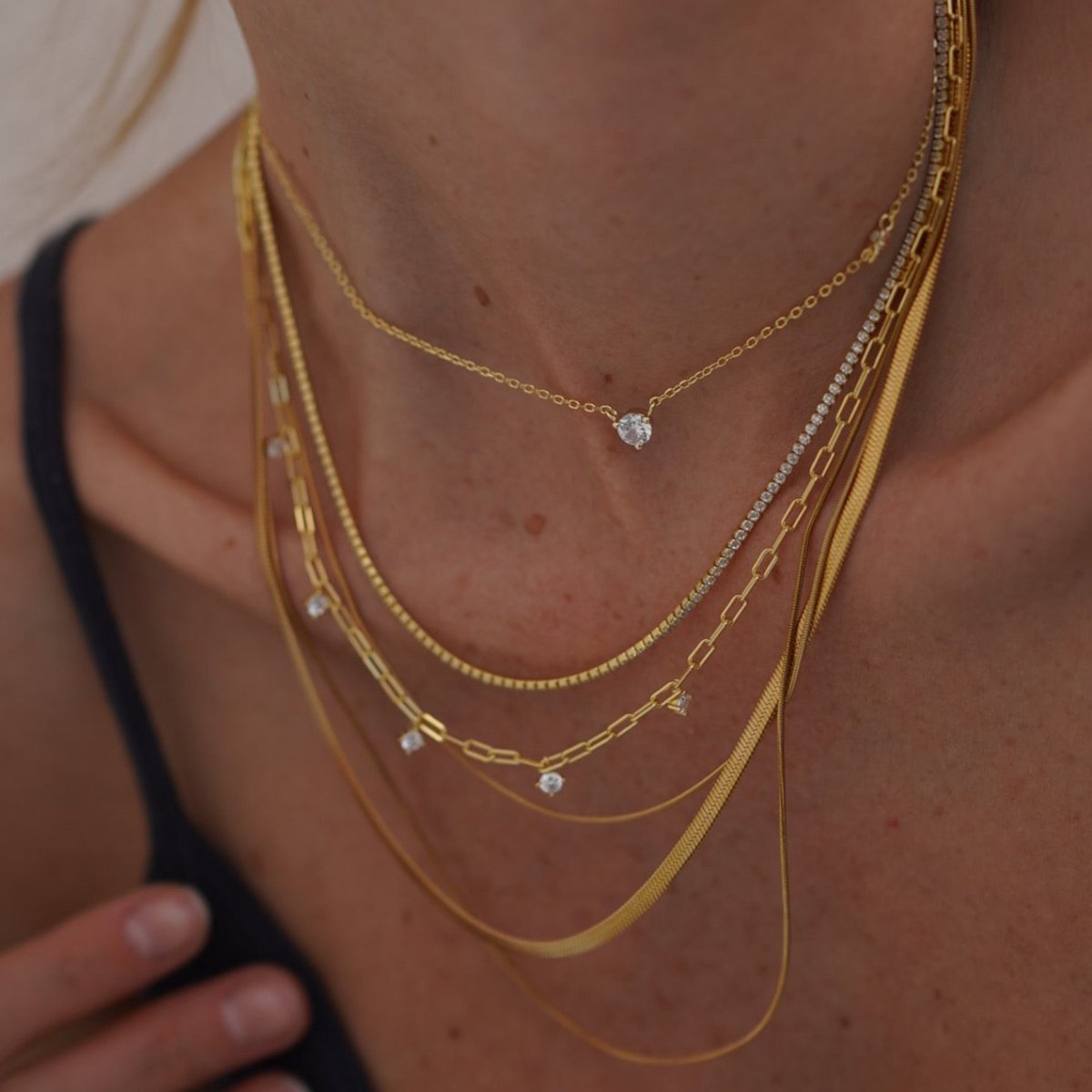 SERENA CLEAR TENNIS NECKLACE - COLLARES - Malandra Jewelry - EC6116
