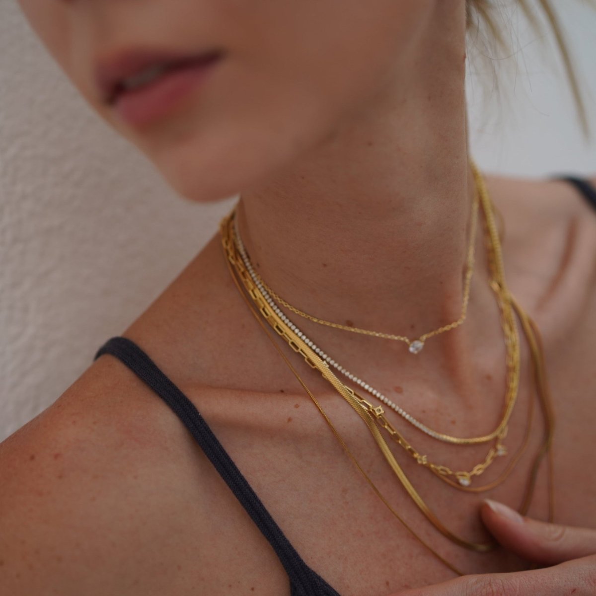 SERENA CLEAR TENNIS NECKLACE - COLLARES - Malandra Jewelry - EC6116