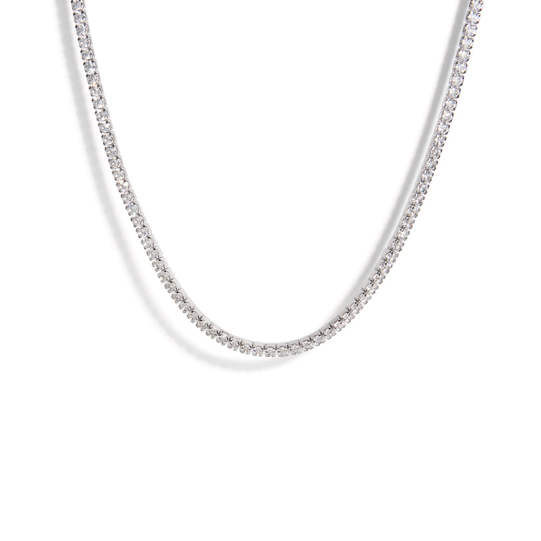 SERENA CLEAR TENNIS SILVER NECKLACE - COLLARES - Malandra Jewelry - EC6116.P-AAE029-3