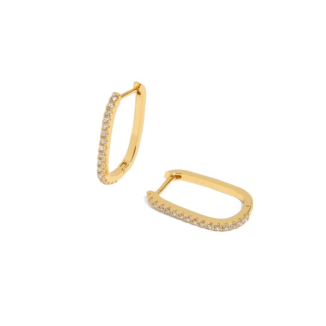 SERENA CLIP PAVE GOLDEN HOOPS - ARETES - Malandra Jewelry - ERA21-60212961300C