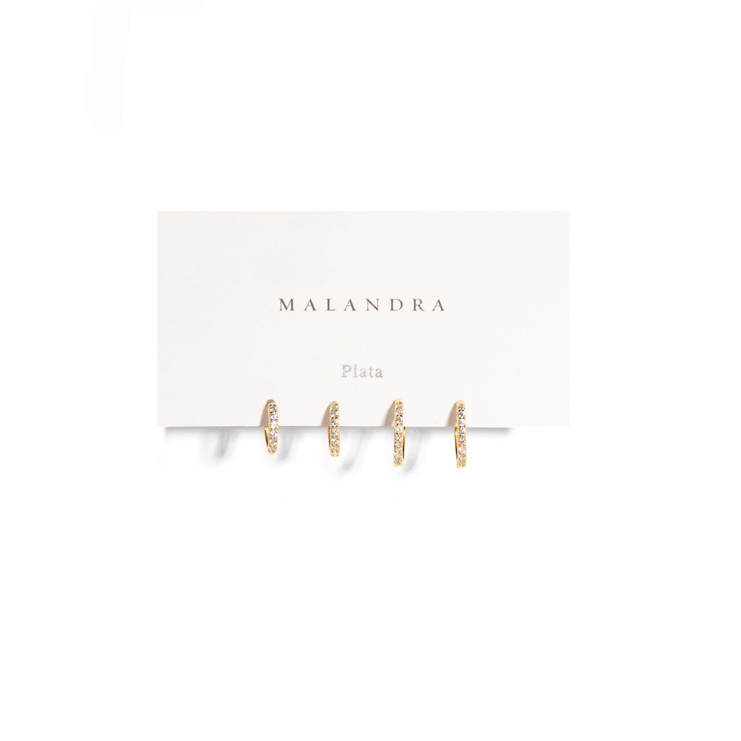 SERENA GOLDEN HUGGIES SET - ARETES - Malandra Jewelry - ERA7 - 60204810803C/60204830900C
