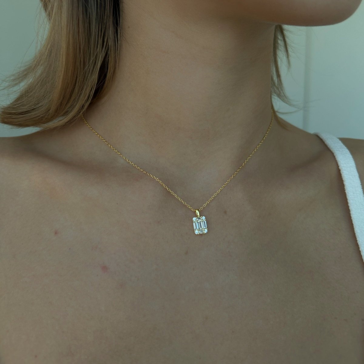 SERENA SQUARED NECKLACE - COLLARES - Malandra Jewelry - ERC37-
