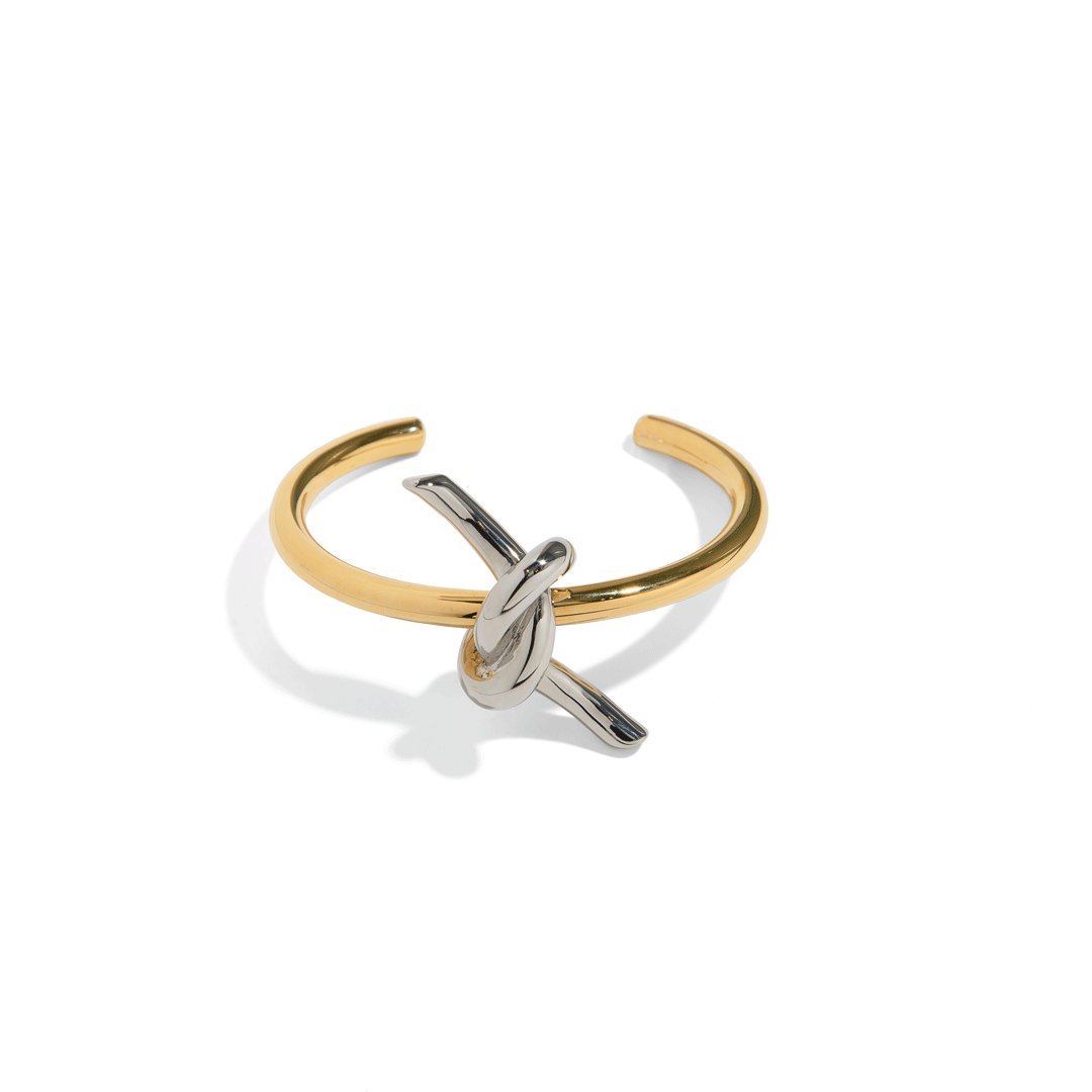 SILVER KNOT GOLDEN CUFF - BRAZALETES - Malandra Jewelry - EVFP8