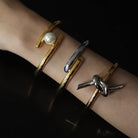 SILVER KNOT GOLDEN CUFF - BRAZALETES - Malandra Jewelry - EVFP8